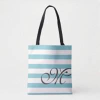 Monogram & Stripes Tote Bag