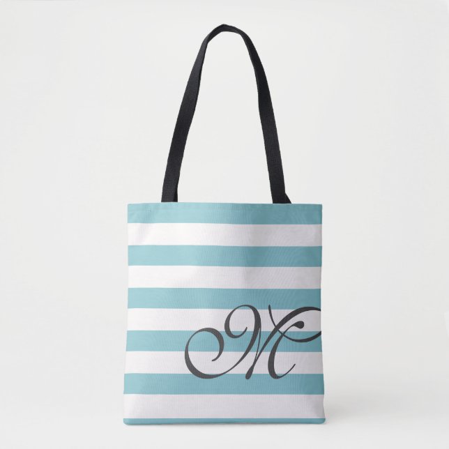 Monogram & Stripes Tote Bag (Front)