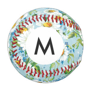 Monogram Stylish beautiful bright floral pattern 2 Baseball