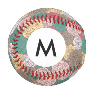 Monogram Stylish floral pattern. Bright floral Baseball