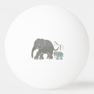 Monogram Stylish Grey and Olive Elephants Ping Pong Ball
