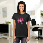 Monogram Stylish Modern Black Hot Pink T-Shirt<br><div class="desc">Elevate your wardrobe with our Monogram Stylish Modern Hot Pink T-Shirt! Featuring a bold hot pink hue, this tee is personalized with your monogram in a sleek, modern font for a chic, custom look. Made from soft, high-quality fabric, it offers all-day comfort and durability. Perfect for casual outings or layering,...</div>