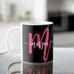 Monogram Stylish Modern Hot Pink Black Coffee Mug<br><div class="desc">Sip in style with our Monogram Stylish Modern Hot Pink Coffee Mug! Featuring a vibrant hot pink design, this mug is personalized with your monogram in a sleek, modern font for a chic and custom touch. Perfect for your morning coffee or tea, it combines fashionable aesthetics with everyday functionality. Crafted...</div>