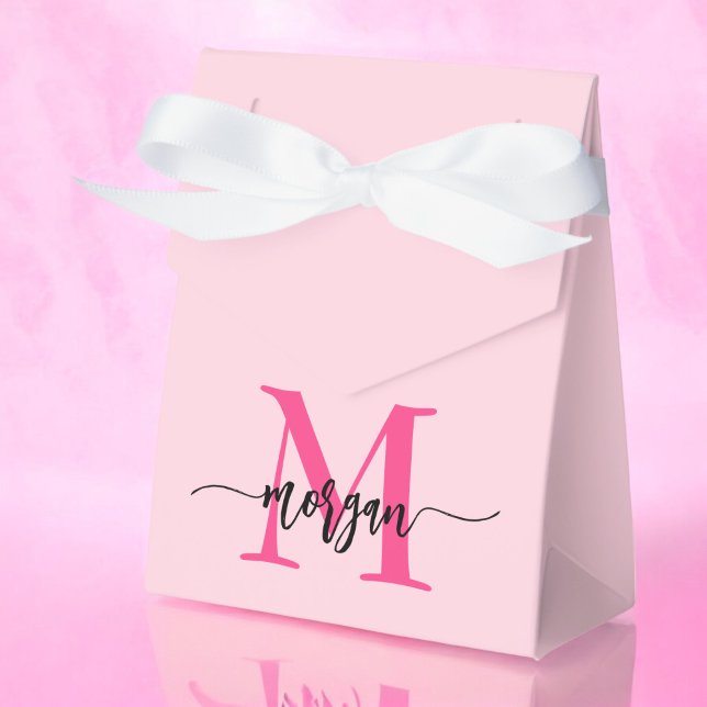 Monogram Stylish Modern Hot Pink Favor Box (Creator Uploaded)