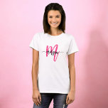 Monogram Stylish Modern Hot Pink T-Shirt<br><div class="desc">Elevate your wardrobe with our Monogram Stylish Modern Hot Pink T-Shirt! Featuring a bold hot pink hue, this tee is personalized with your monogram in a sleek, modern font for a chic, custom look. Made from soft, high-quality fabric, it offers all-day comfort and durability. Perfect for casual outings or layering,...</div>