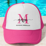 Monogram Stylish Modern Hot Pink Trucker Hat<br><div class="desc">Top off your look with our Monogram Stylish Modern Hot Pink Trucker Hat! Featuring a vibrant hot pink design and personalized with your monogram in a sleek, modern font, this hat adds a chic, custom touch to your style. The breathable mesh back and adjustable snap closure ensure a comfortable fit,...</div>