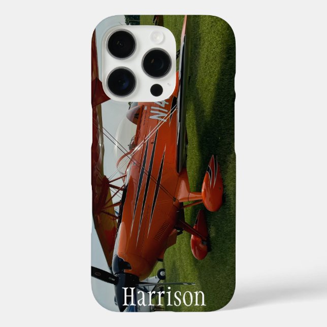 Monogram Stylish Red Airplane Photo, Aviation Case-Mate iPhone Case (Back)