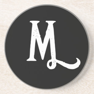 MONOGRAM STYLISH SCRIPT SANDSTONE COASTER
