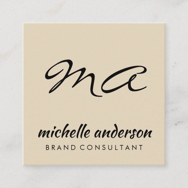 Monogram Stylishly Simple Square Business Card (Front)