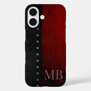 Monogram Stylistic Rustic Red Grunge iPhone 16 Case