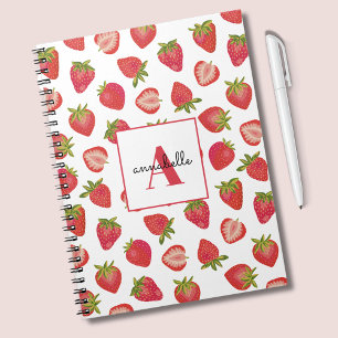 Monogram Summer Strawberry Personalized Notebook