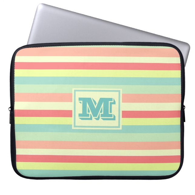 Monogram Summer Stripes Laptop Sleeve (Front)