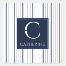 Monogram Summer Style Nautical White and Navy Blue