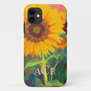 Monogram Sunflower Artwork iPhone 11 Case