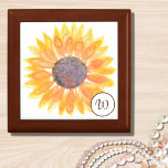 Monogram Sunflower Gift Box<br><div class="desc">This charming gift box is decorated with a watercolor yellow sunflower and stylish monogram.
Easily customizable.
Makes a unique gift.
Original Watercolor © Michele Davies.</div>