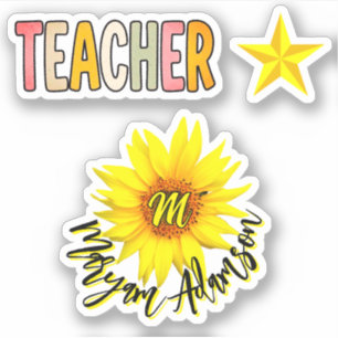 Monogram Sunflower + Name Teacher Appreciation