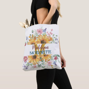 Monogram Sunflower Personalized Bridesmaid Tote Ba Bag