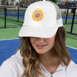 Monogram Sunflower Trucker Hat<br><div class="desc">This unique trucker hat is decorated with a yellow watercolor sunflower and stylish typography.
Easily customizable.
Original Watercolor © Michele Davies.</div>