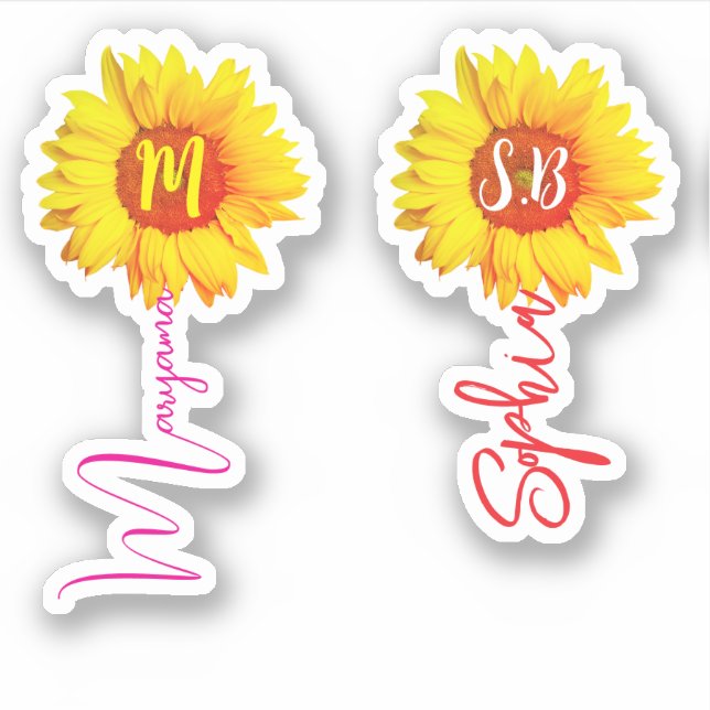 (Monogram Sunflowers for Girls) Handwritten Name (Front)