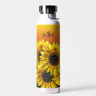 Monogram Sunflowers  Water Bottle