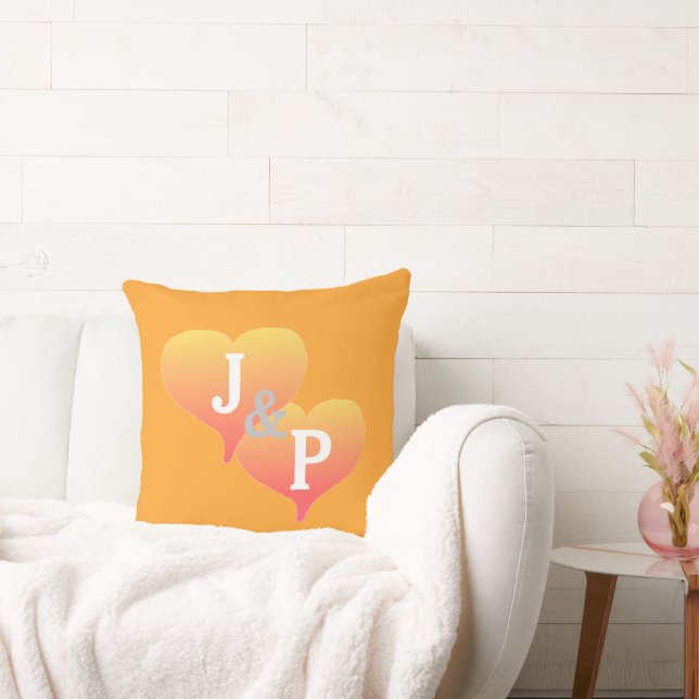 Monogram Sunset Heart Cantaloupe Pillow (Couch)