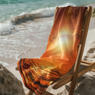 Monogram Sunset Orange Golden Sky Sea of Gold Beach Towel