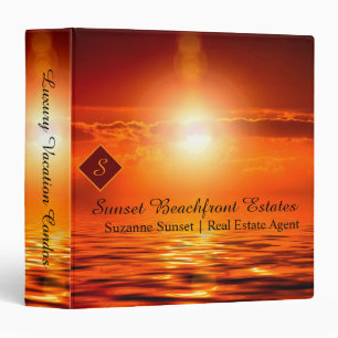 Monogram Sunset Orange Sky Sea of Gold Real Estate Binder