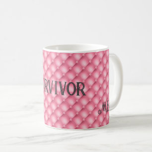 Monogram & Survivor, Pink Tufted Pattern 11oz Coffee Mug