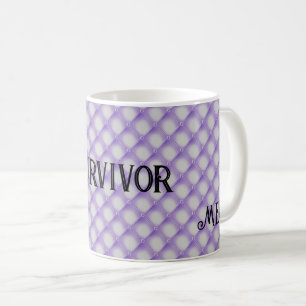 Monogram & Survivor, Purple Tufted Pattern 11oz Coffee Mug