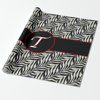 Monogram T Black White Scaled Pattern Wrap Paper