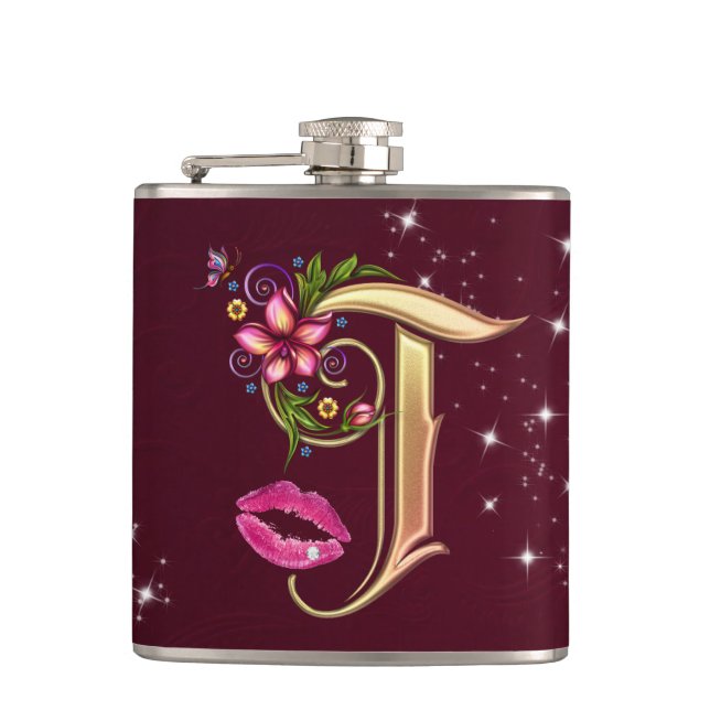 Monogram T Wrapped Flask, 6 oz. Hip Flask (Front)
