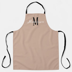 Monogram Tan Black Modern Script Personalized Apron