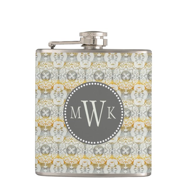 Monogram | Tapestry Rosette II Hip Flask (Front)