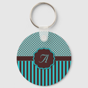 Monogram Tartan, Lt Teal Choc Brown Keychain