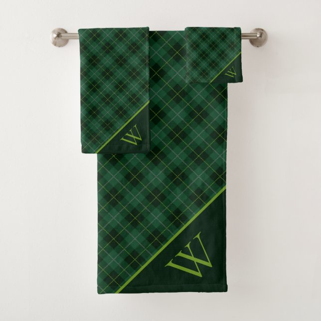 Monogram Tartan Plaid Bath Towel Set (Insitu)