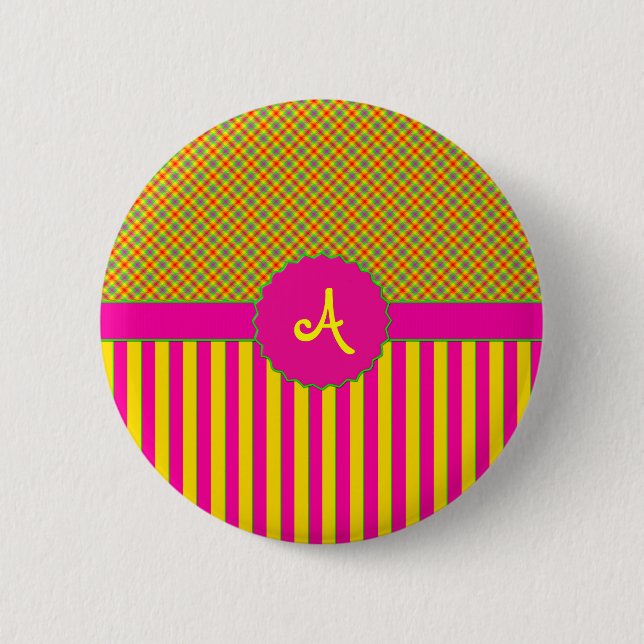 Monogram Tartan Tutti Frutti Yellow Button (Front)
