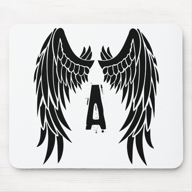 Monogram Tattoo Angel Wing Mouse Pad (Front)