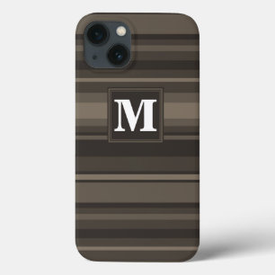 Monogram taupe stripes Case-Mate iPhone case