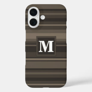 Monogram taupe stripes iPhone 16 case