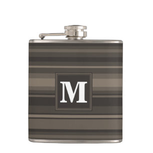 Monogram taupe stripes hip flask