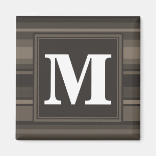 Monogram taupe stripes magnet