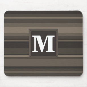 Monogram taupe stripes mouse pad