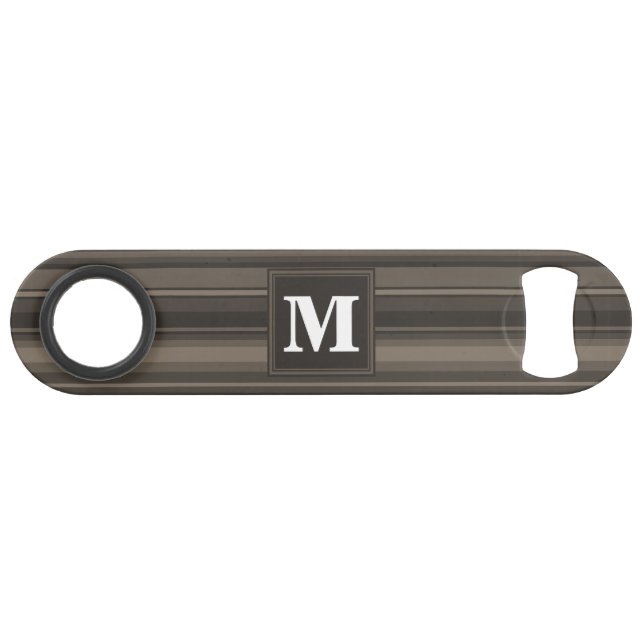 Monogram taupe stripes speed bottle opener (Front (Horizontal))