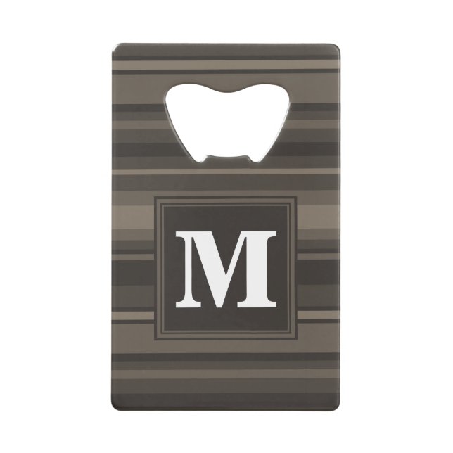 Monogram taupe stripes wallet bottle opener (Front)