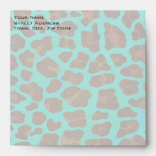 Monogram Teal and Brown Leopard Envelope
