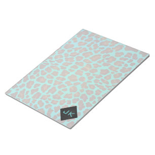Monogram Teal and Brown Leopard Notepad