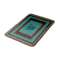 Monogram Teal Green Black Brown Geometric