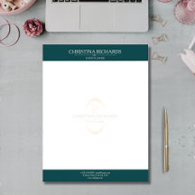 Monogram Teal Modern Elegant Business