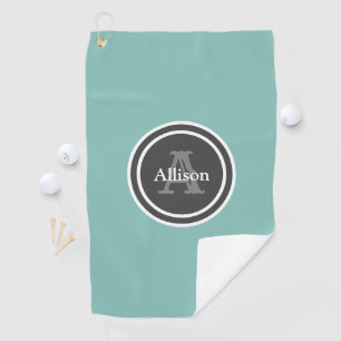 Monogram Teal Personalized Name Womens Golf Towel