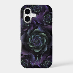 Monogram Teal Purple Lavender Black Floral